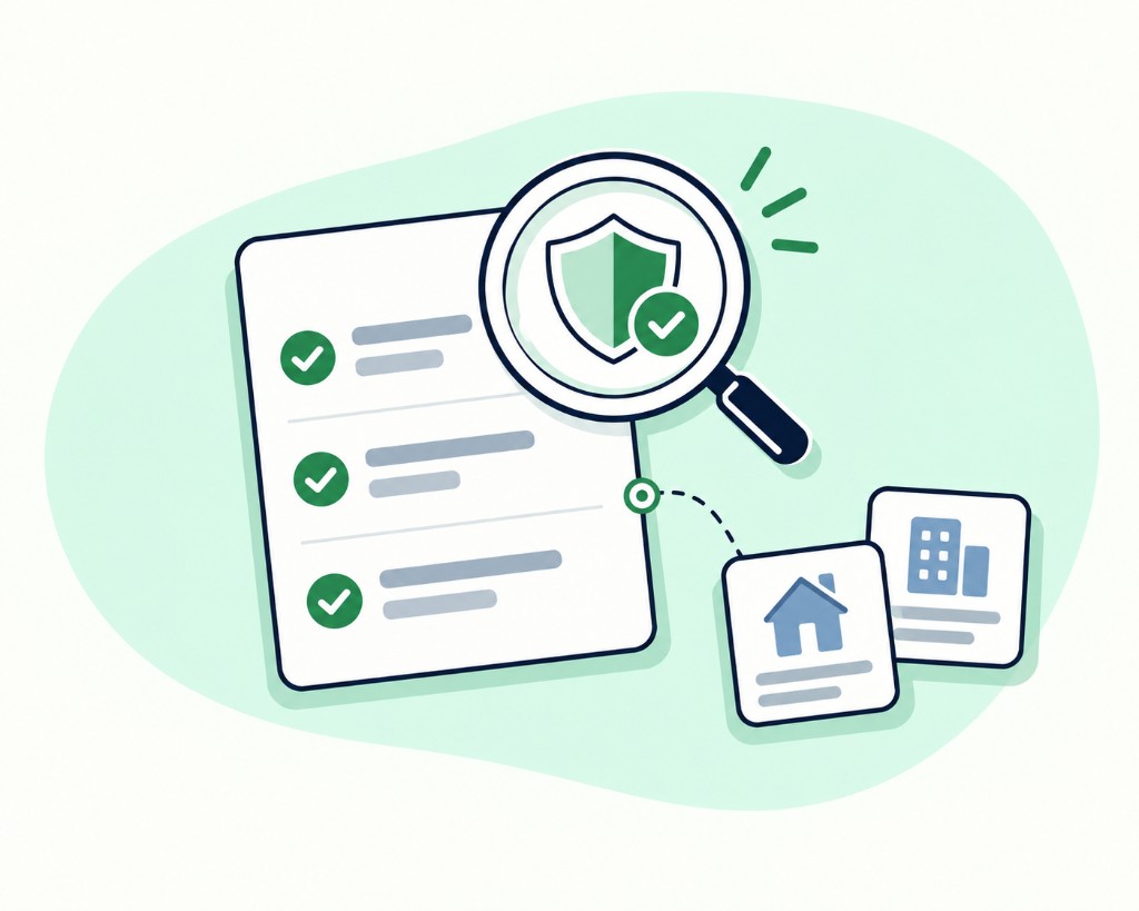 Illustration of a security audit checklist with shield and magnifying glass